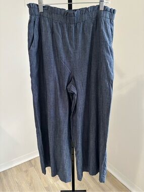 Express Blue Elastic-Waist Pull-on cropped pants